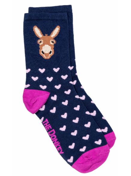 Donkey and Pink Hearts Socks